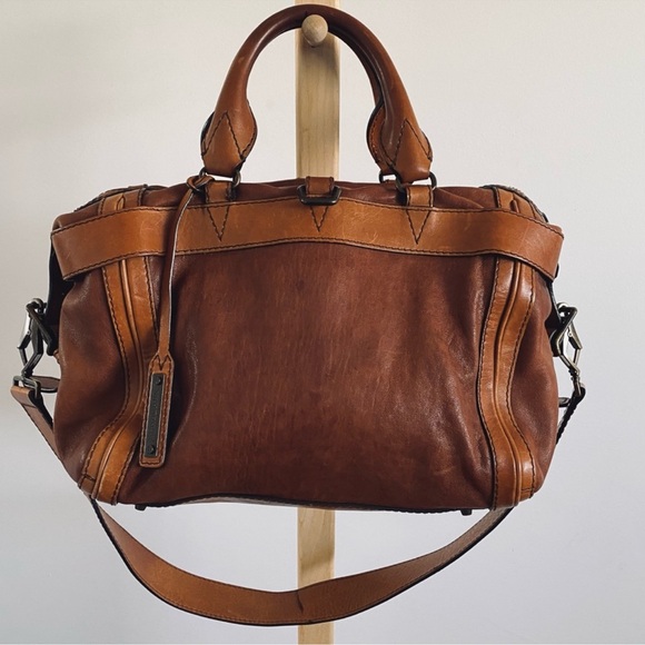 Burberry Authentic Banford Bowling Bag Satchel Brown Leather Tote - Picture 3 of 16